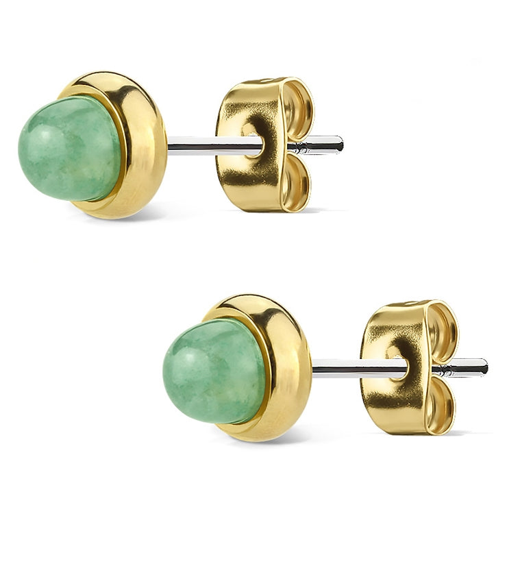 Aventurine Stone Gold PVD Earrings