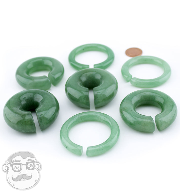 Green Aventurine Stone Plug Hoops