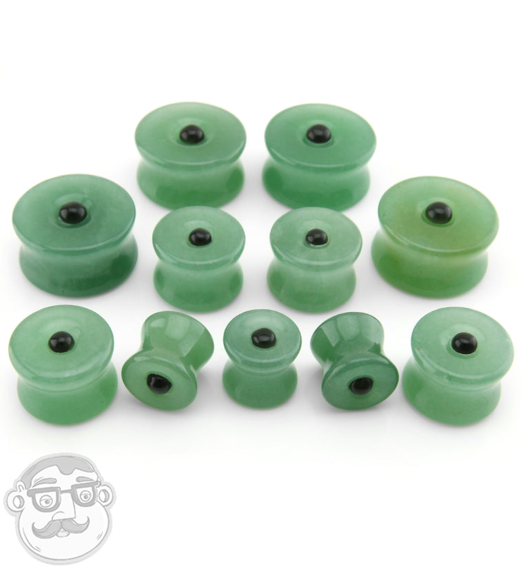 Aventurine Stone Plugs with Micro Obsidian Inlay