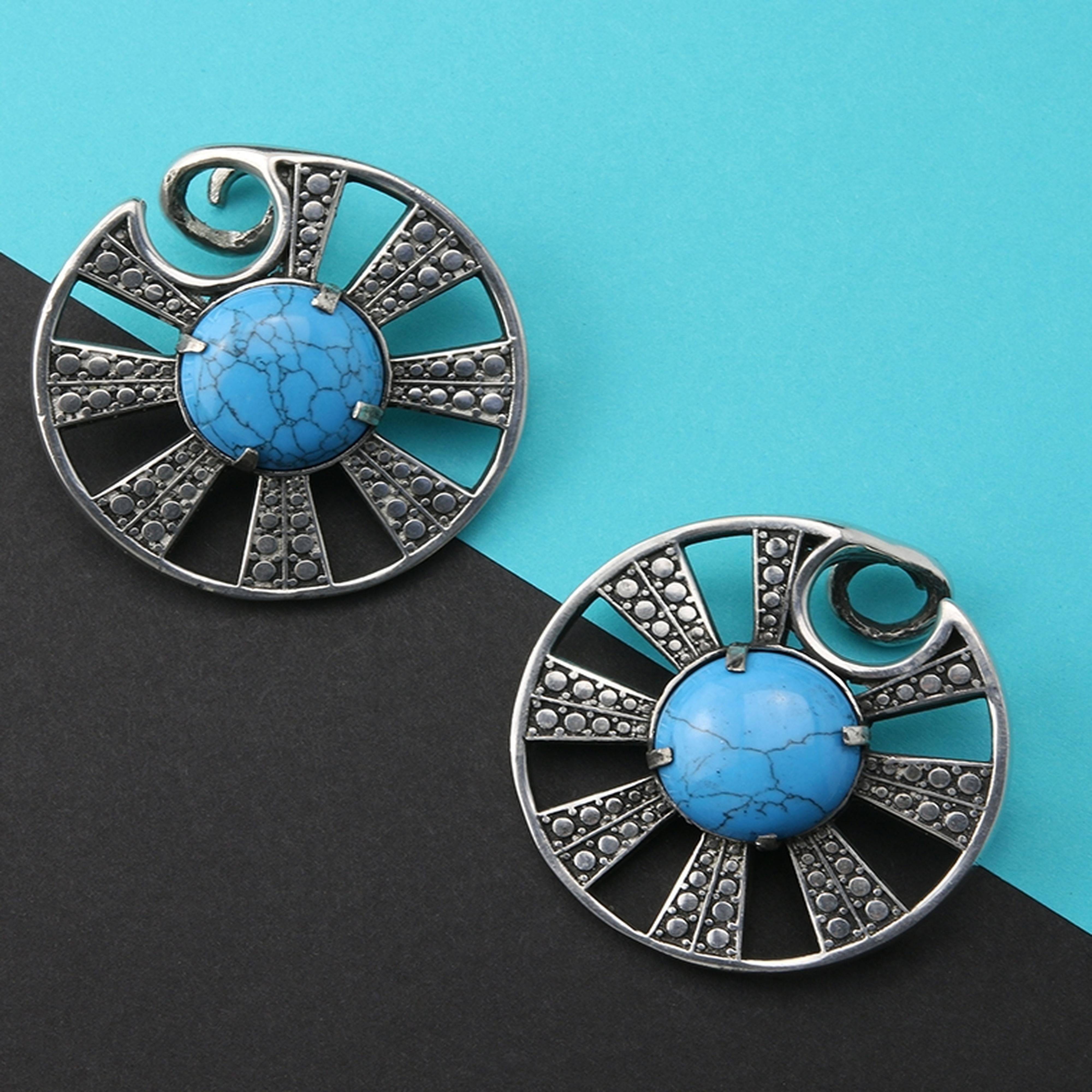 Awry Turquoise Howlite Stone Ear Weights