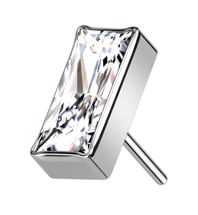 Baguette Clear CZ Threadless Titanium Top