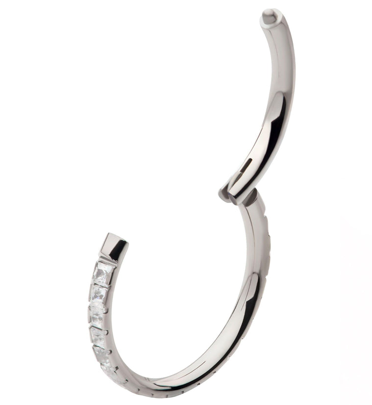 Band CZ Titanium Hinged Segment Ring