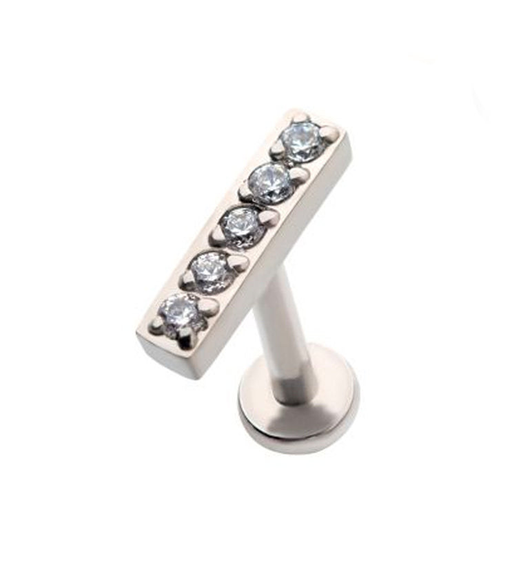 Bar Top Prong Set CZ Labret Post
