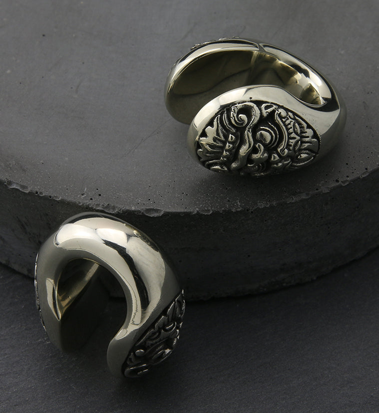 Barong Keyhole White Brass Ear Weights