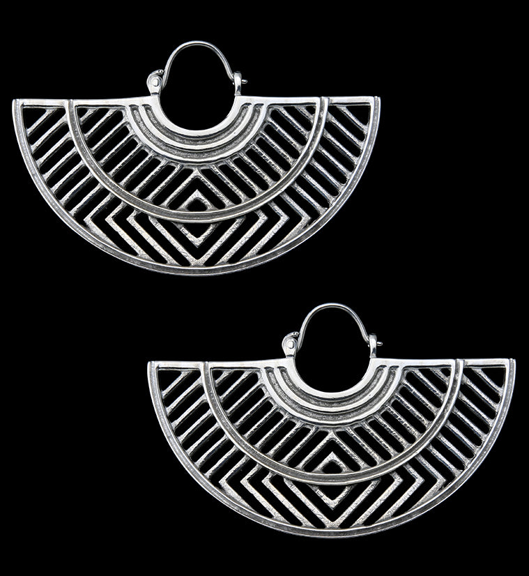 Barred White Brass Hangers - Earrings