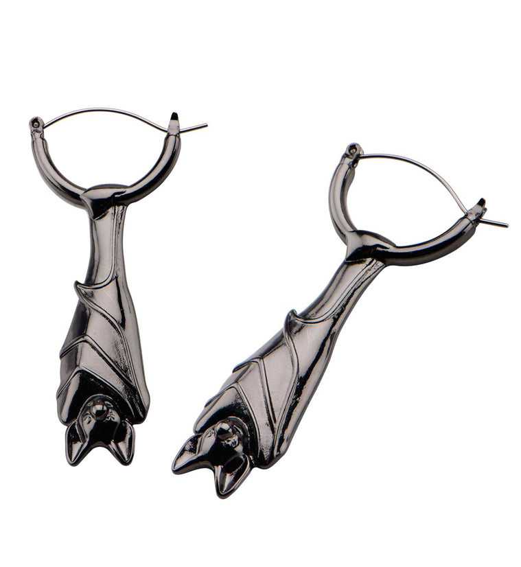 Black Hanging Bat Plug Hoops