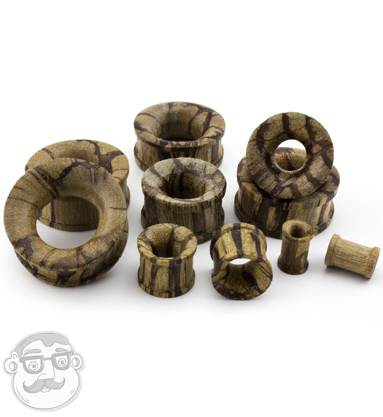 Batik Wood Concave Tunnel Plugs