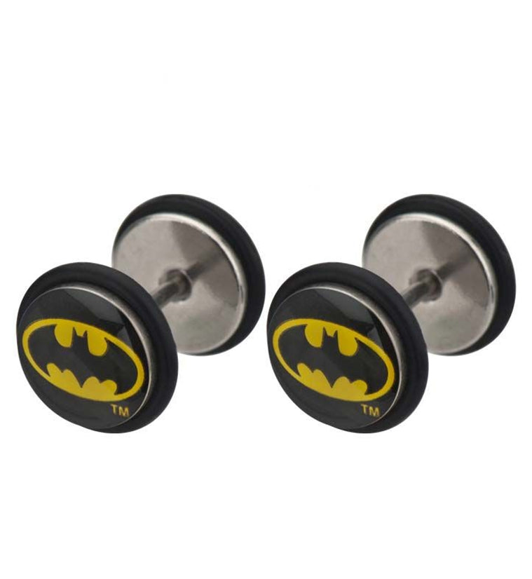 16G Batman Stainless Steel Fake Plugs / Gauges