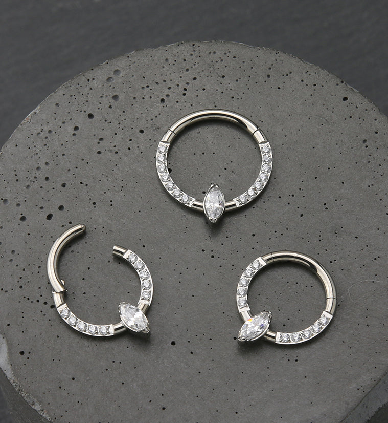 Bauble Clear CZ Titanium Hinged Segment Ring