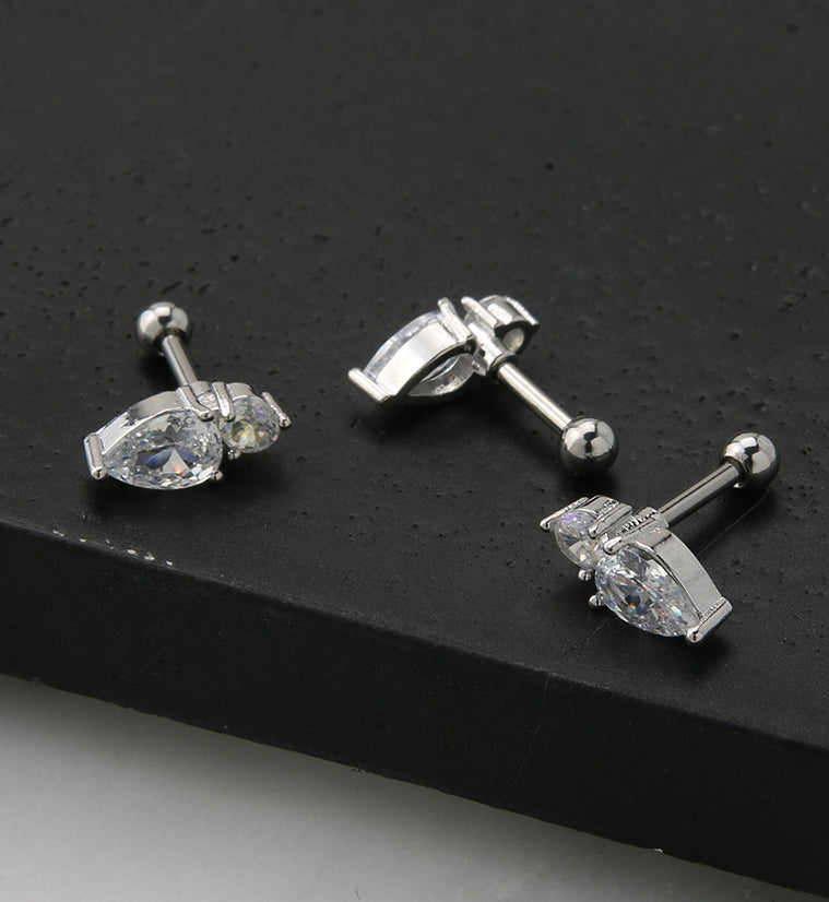 Bauble Rainbow Aurora CZ Cartilage Barbell