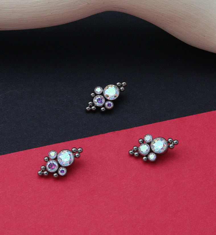 Beaded Array Aura CZ Titanium Internally Threaded Top