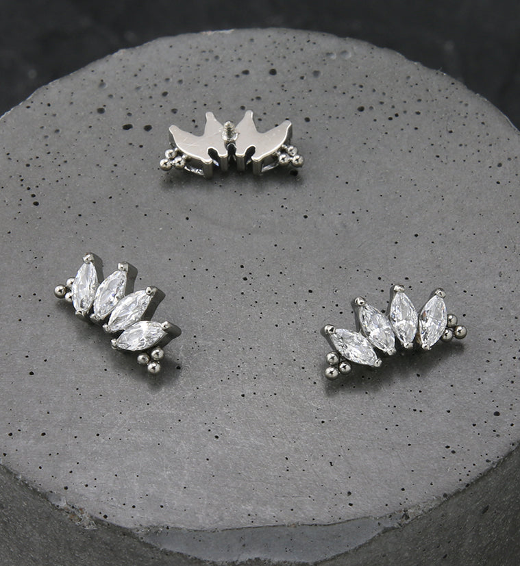 Beaded Contessa CZ Internally Threaded Titanium Top