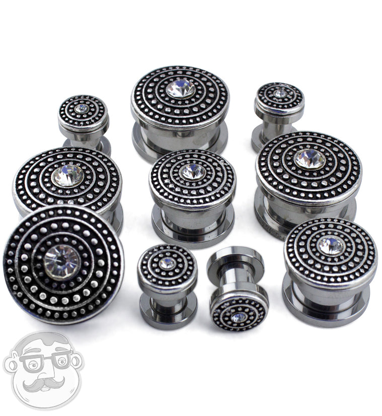 Beaded CZ Top Stainless Steel Plugs