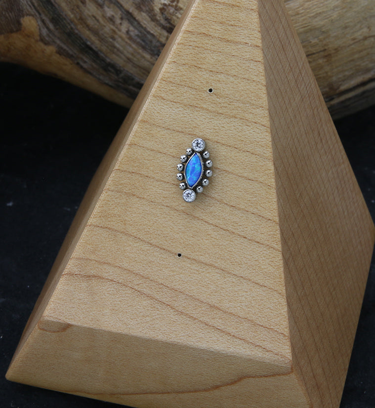 Beaded Empress Blue Opalite Threadless Titanium Top