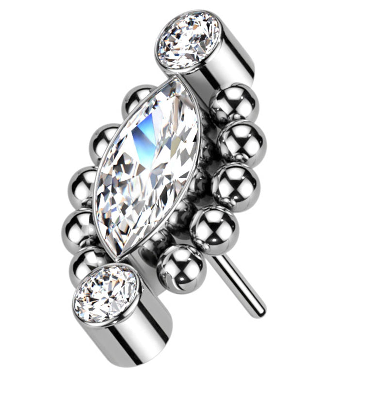 Beaded Empress Clear CZ Threadless Titanium Top