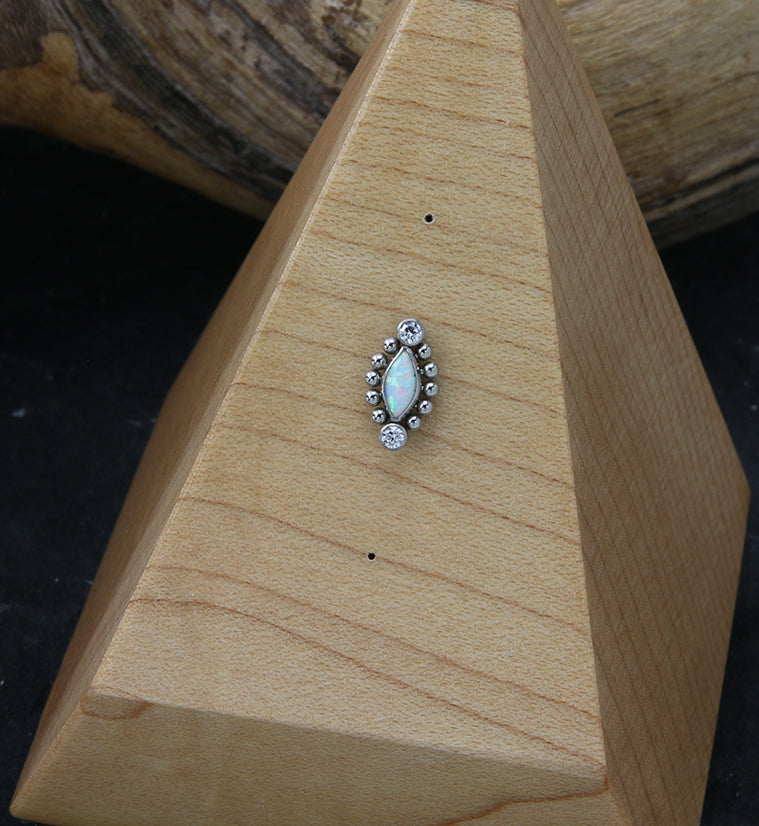 Beaded Empress White Opalite Threadless Titanium Top