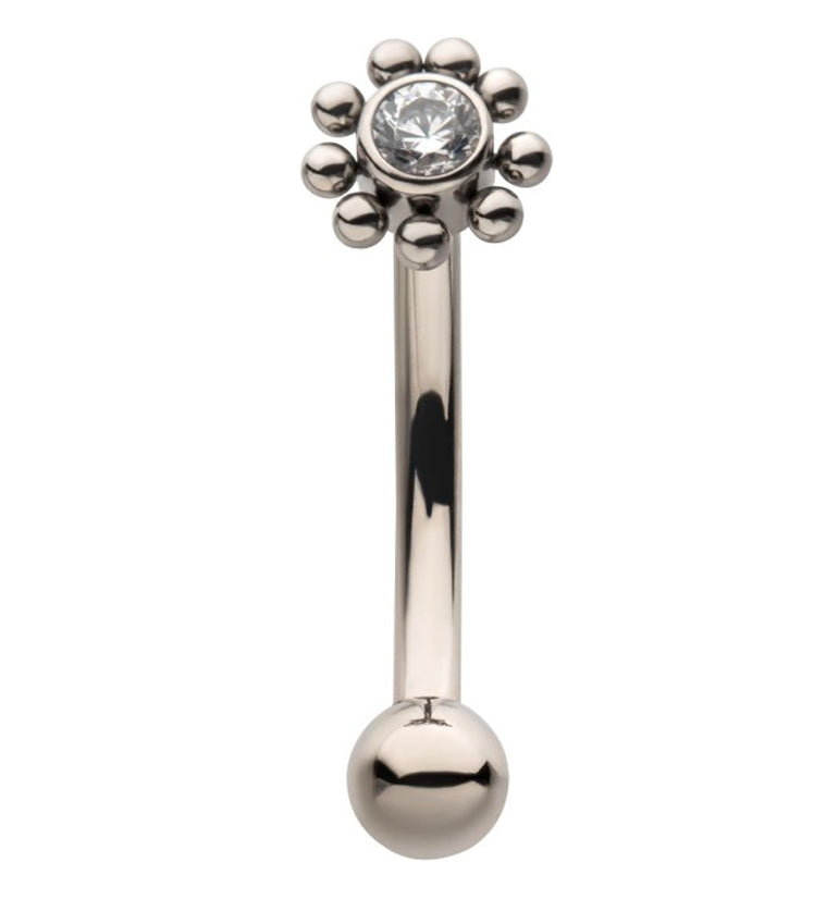 Beaded Gem Center Titanium Curved Barbell