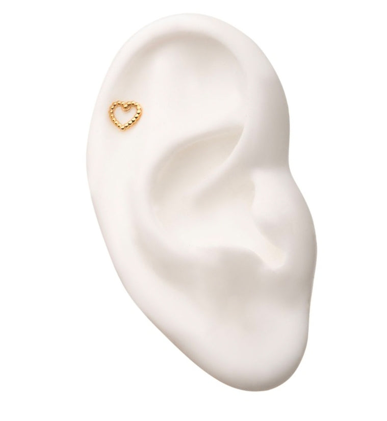 14kt Gold Beaded Heart Threadless Top