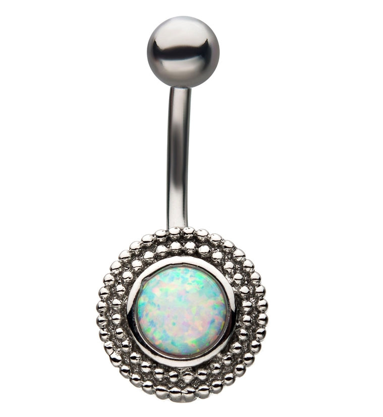 Beaded Center Opal Belly Ring