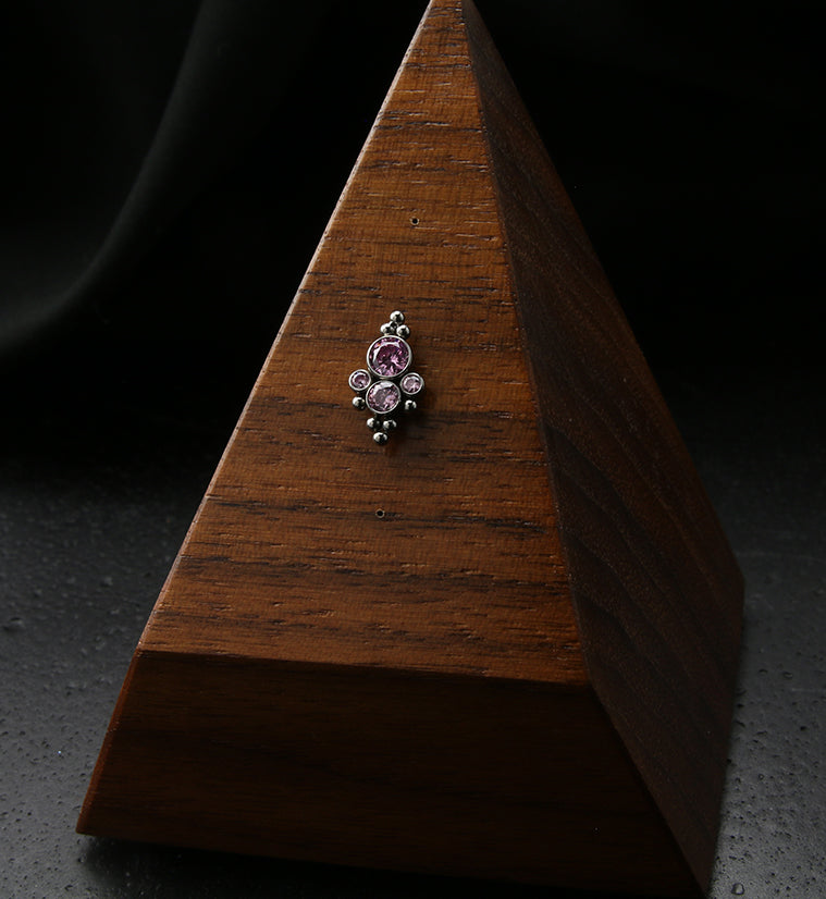 Beaded Pink CZ Bundle Titanium Threadless Top