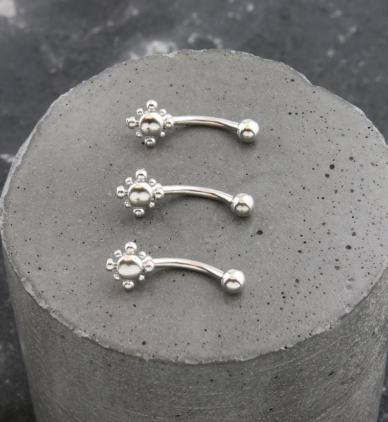 Beaded Sol Stainless Steel Curved Barbell