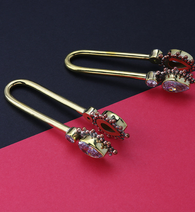 Beaded Teardrop CZ Brass Ear Weights