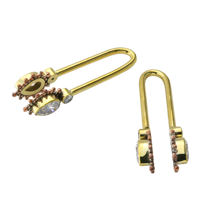 Beaded Teardrop CZ Brass Ear Weights