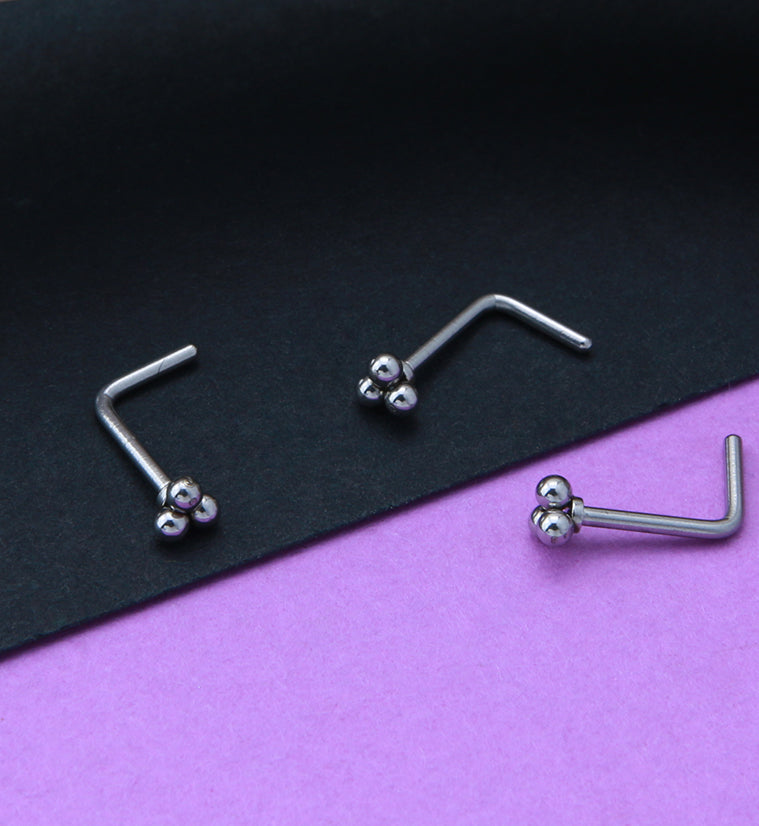 Beaded Triad L Bend Nose Stud