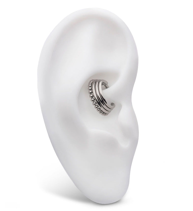 Beaded Triple Band Titanium Hinged Segment Ring