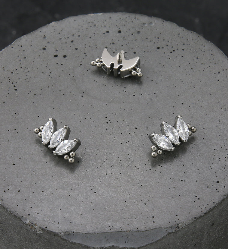 Beaded Triple Empress CZ Internally Threaded Titanium Top