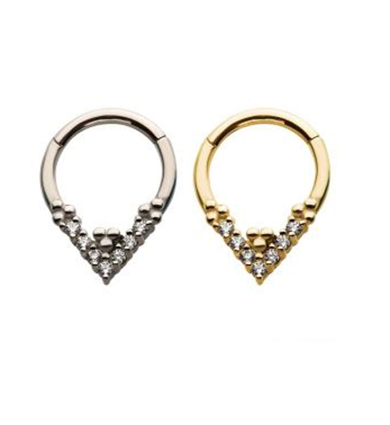 Beaded Veer CZ Hinged Segment Ring