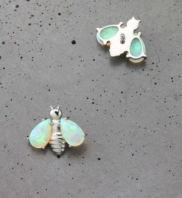 Bee Yellow Opalite Wings Internally Threaded Titanium Top