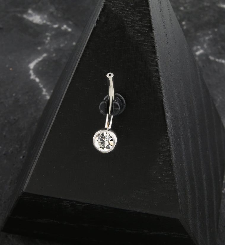 Bezel Clear CZ Titanium Threadless Belly Button Ring Base