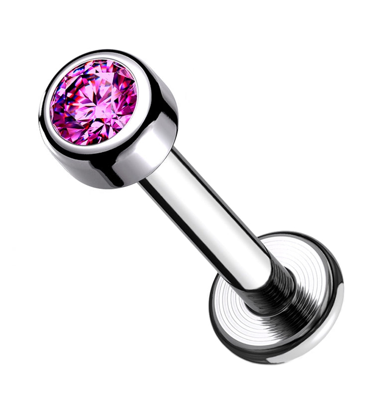 16G Pink CZ Titanium Labret