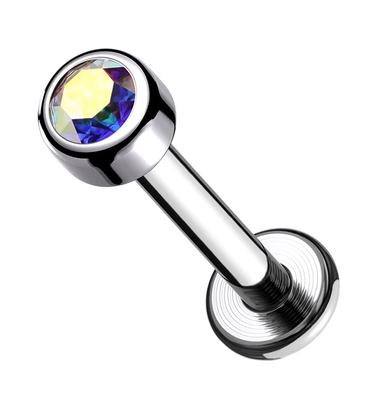 16G Rainbow Aurora CZ Titanium Labret