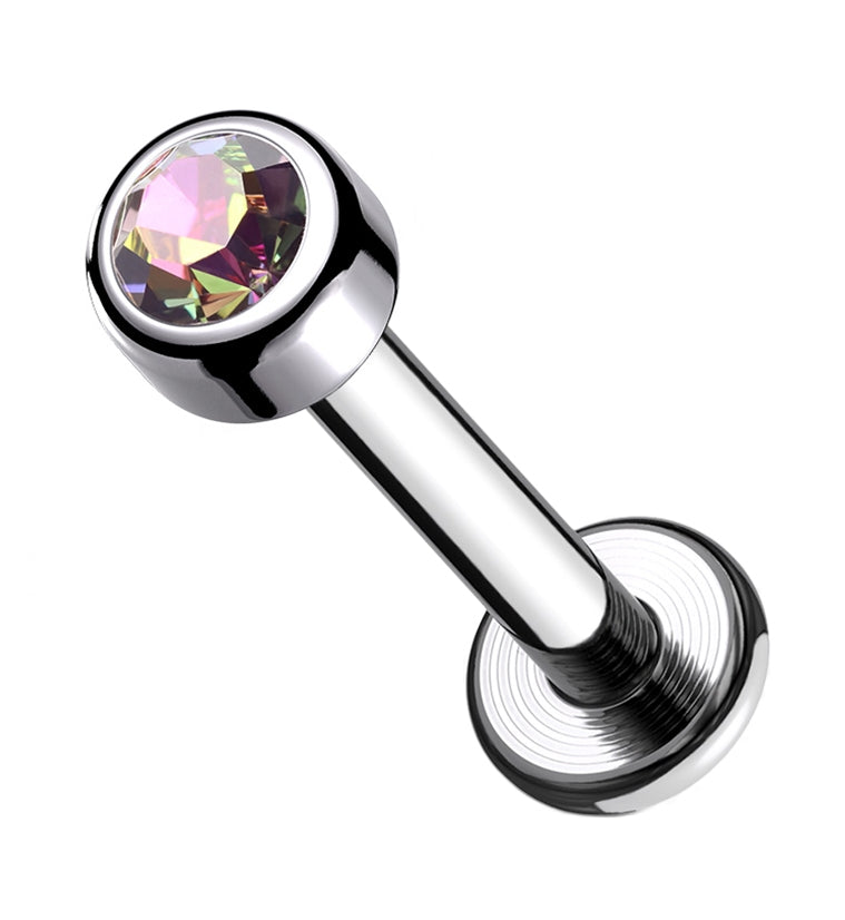 16G Black Aurora CZ Titanium Labret