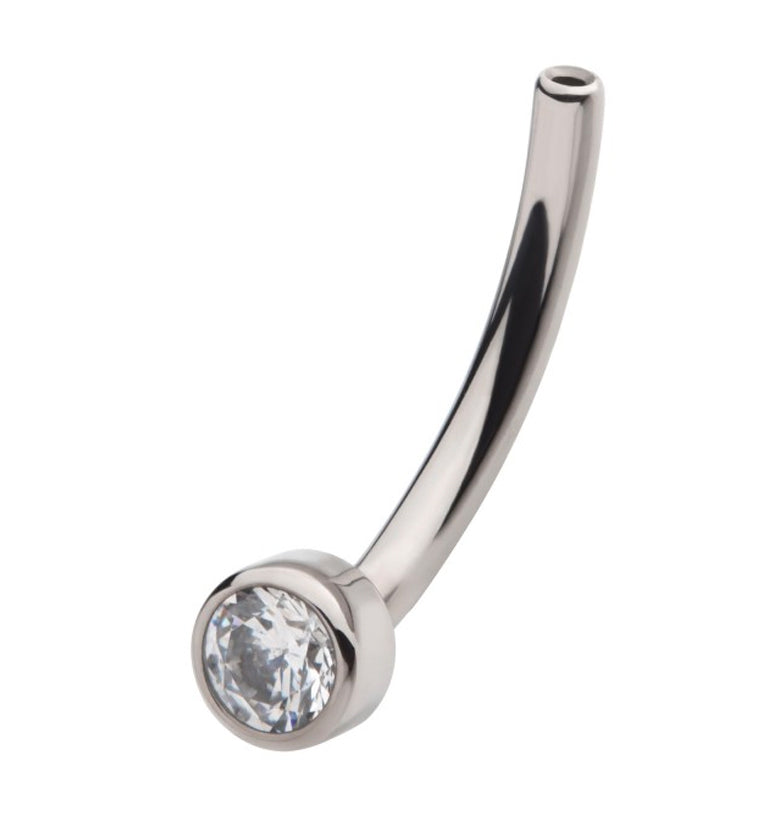Bezel Set CZ Gem Disk Titanium Curved Threadless Barbell