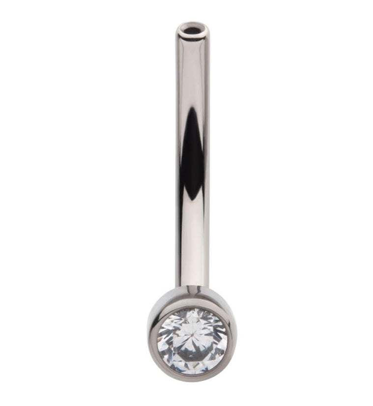 Bezel Set CZ Gem Disk Titanium Curved Threadless Barbell