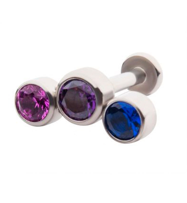 Pride CZ Gem Labret Post Version 1