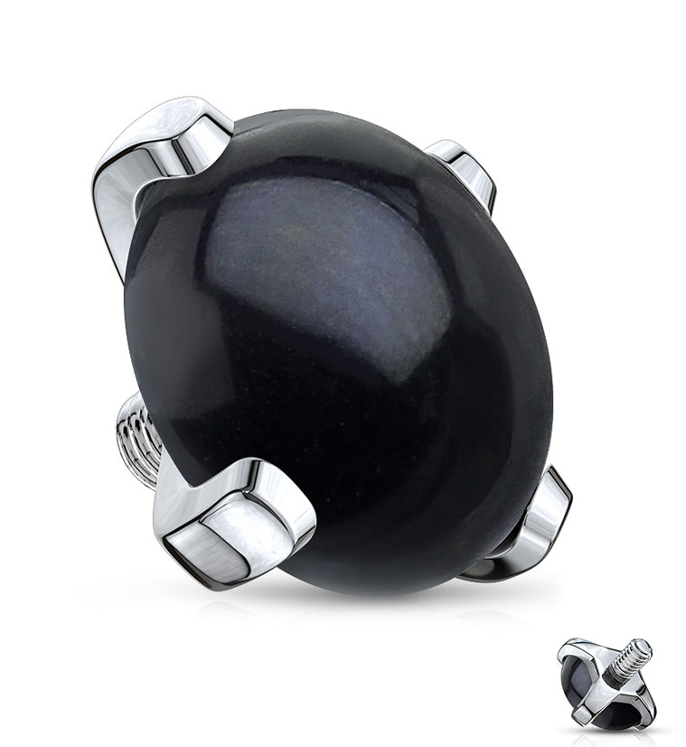 14G Black Agate Stone Threaded End