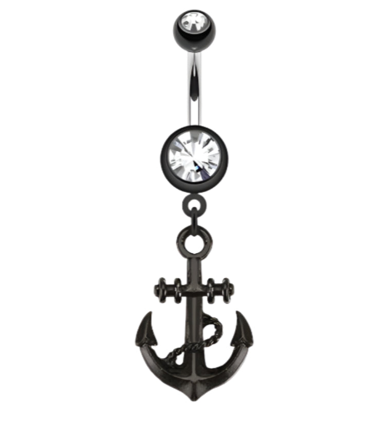 Black Anchor Dangle Belly Button Ring