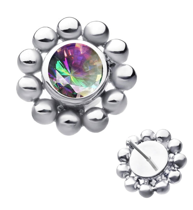 Beaded Verge Black Aurora CZ Titanium Threadless Top