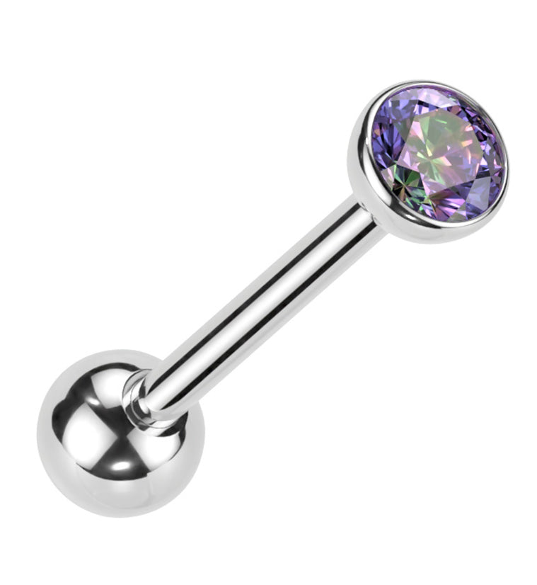Black Aurora Bezel CZ Titanium Threadless Barbell