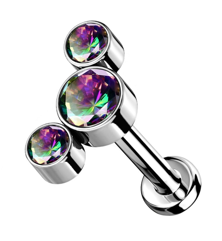 Black Aurora Cluster CZ Titanium Threadless Labret
