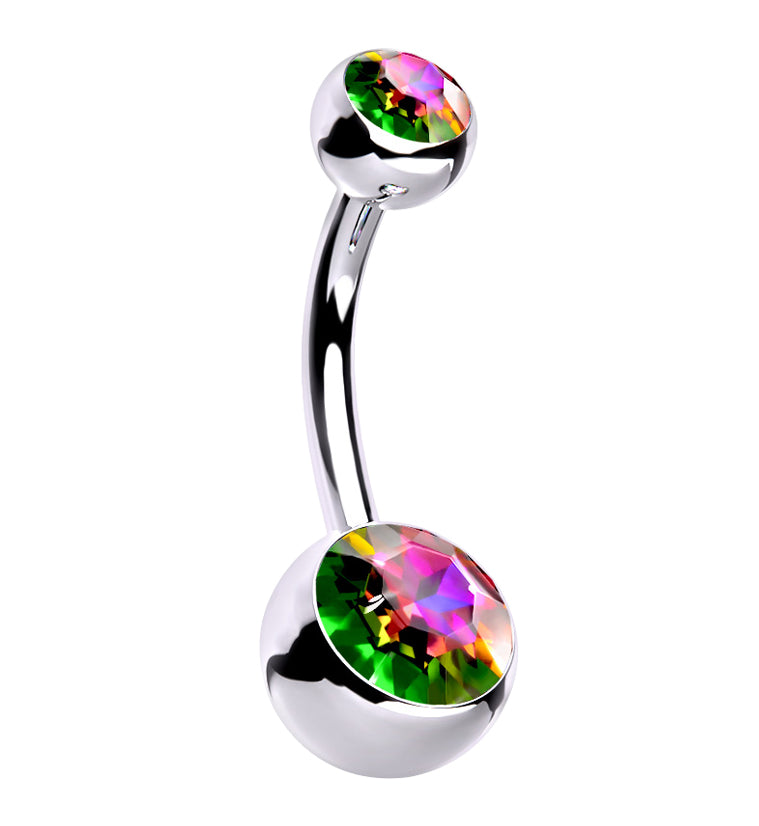 Black Aurora CZ Internally Threaded Titanium Belly Button Ring