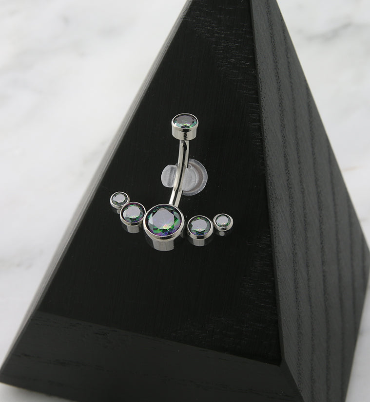 Black Aurora CZ Truce Titanium Belly Button Ring