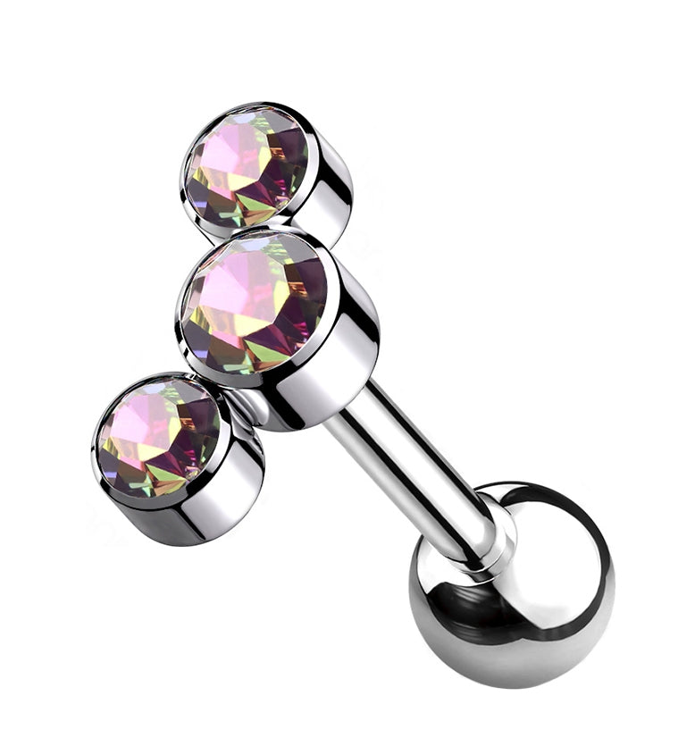 Black Aurora Gem Cluster Titanium Cartilage Barbell