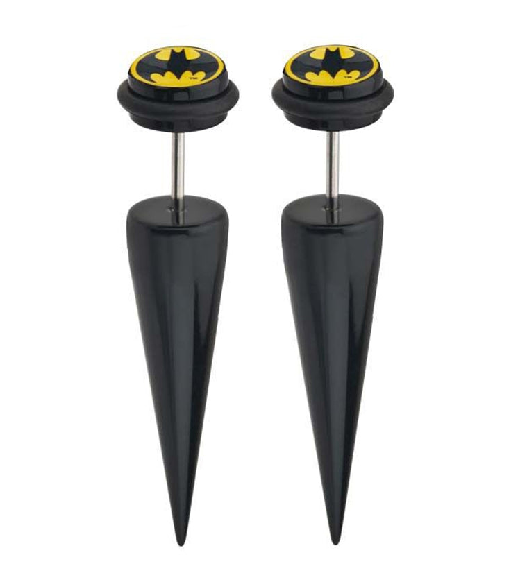 18G Black Batman Stainless Steel Fake Gauge Tapers