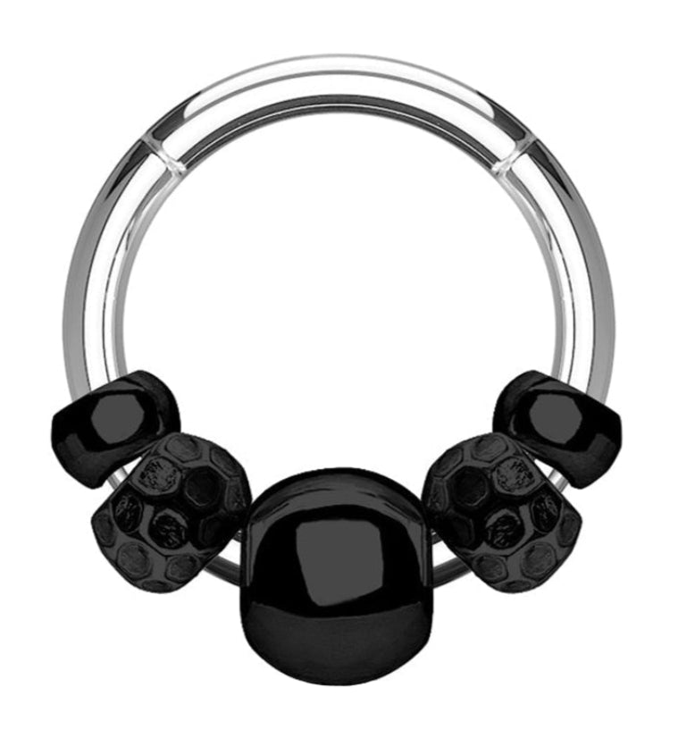 Black Beaded Hinged Segment Ring