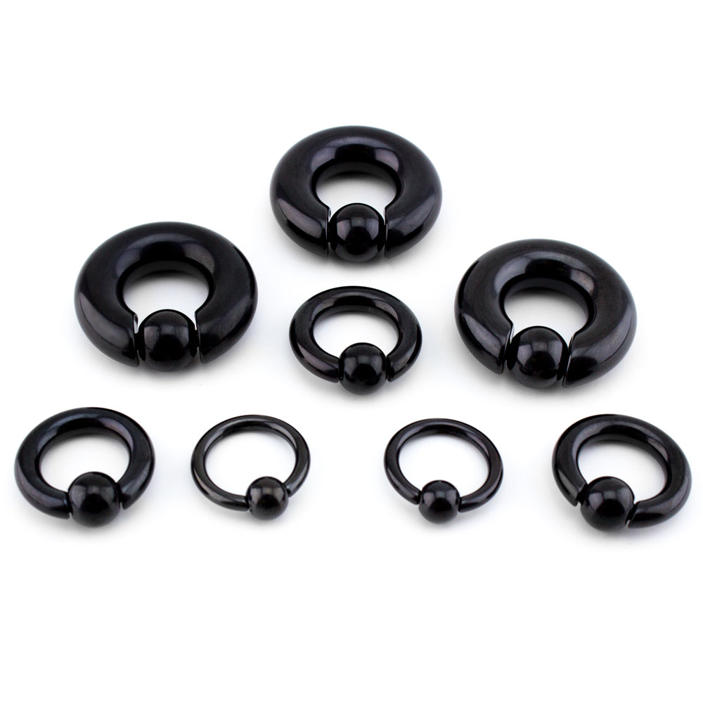 PVD Black Captive Spring Bead Ring